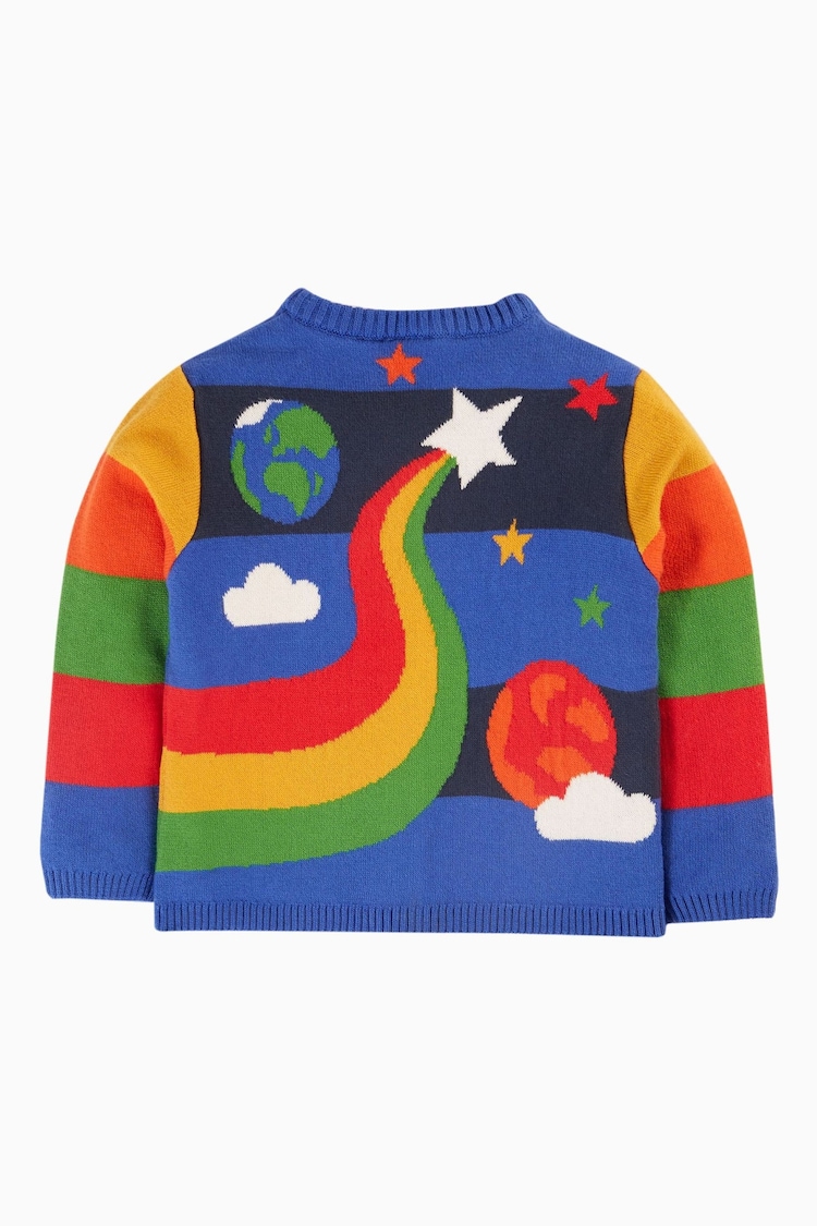 Frugi Boys Blue Multi Coloured Space Knitted Cardigan - Image 2 of 5