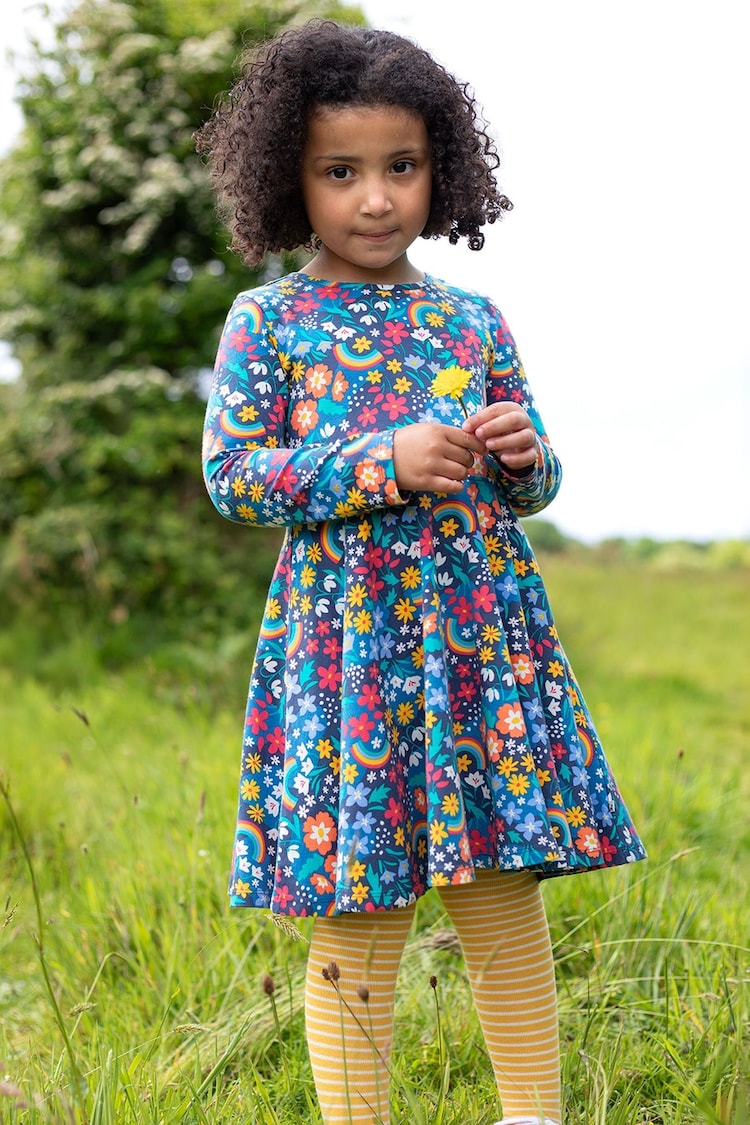 Frugi Blue All-Over Print Hedgerow Skater Dress - Image 1 of 6