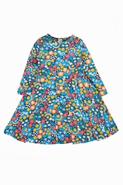 Frugi Blue All-Over Print Hedgerow Skater Dress - Image 3 of 6