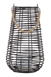 Interiors by Premier Black Lentigo Large Rattan Candle Holder - Image 2 of 6