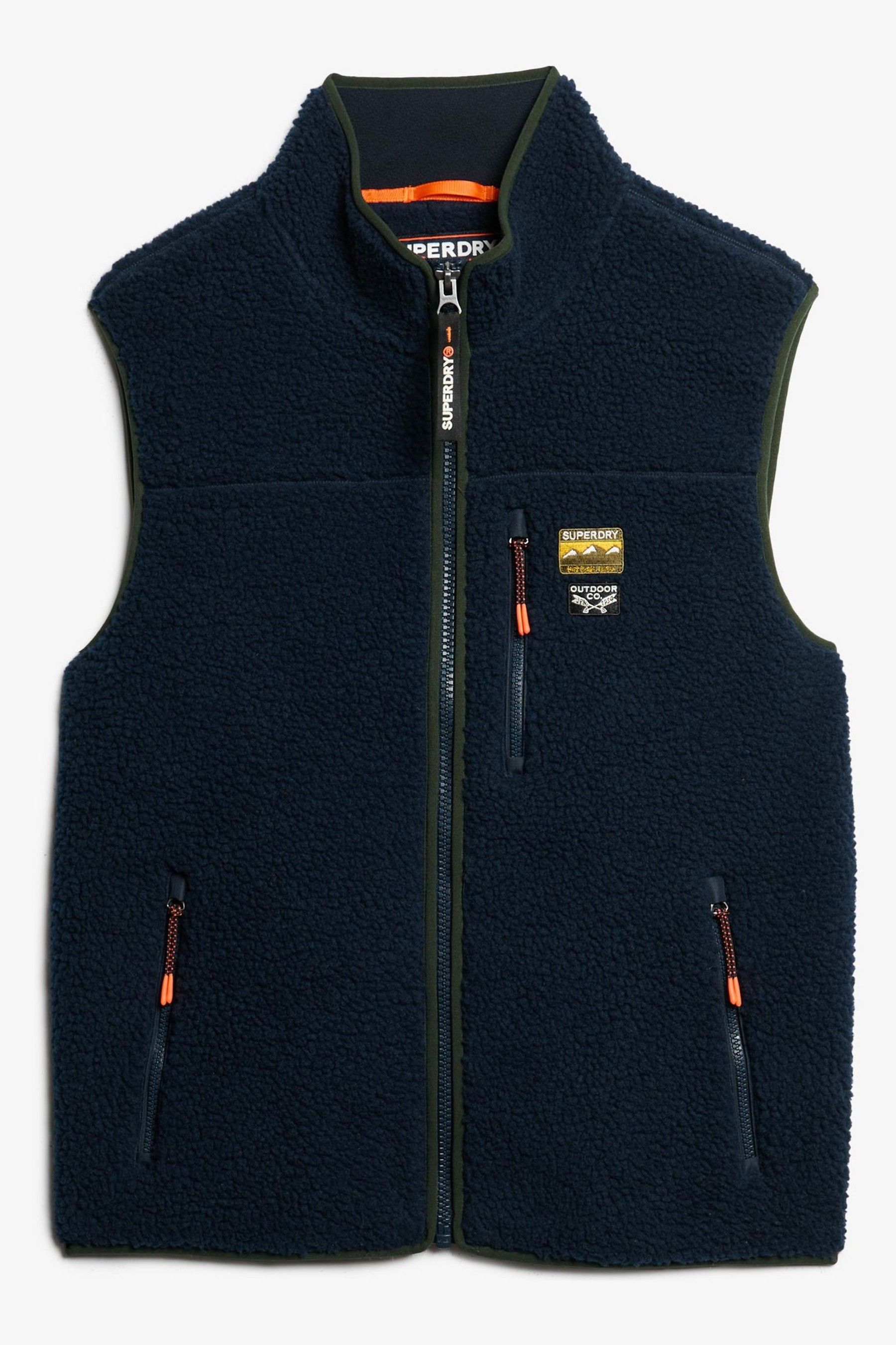 Superdry Blue Outdoor Fleece 100 Cotton Gilet Large Mens