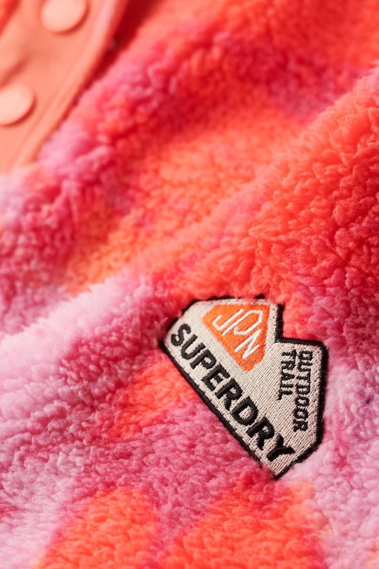 Superdry Pink Supersoft Printed Henley 100% Cotton Sweat Top - Image 6 of 6