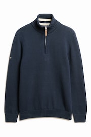 Superdry Blue 100% Cotton Classics Knit Henley Jumper - Image 4 of 5