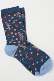 FatFace Blue Navy Womens Pop Floral Socks 1 Pack - Image 1 of 2