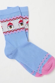 FatFace Blue Womens Penguin Fairisle Pattern Socks 1 Pack - Image 1 of 2