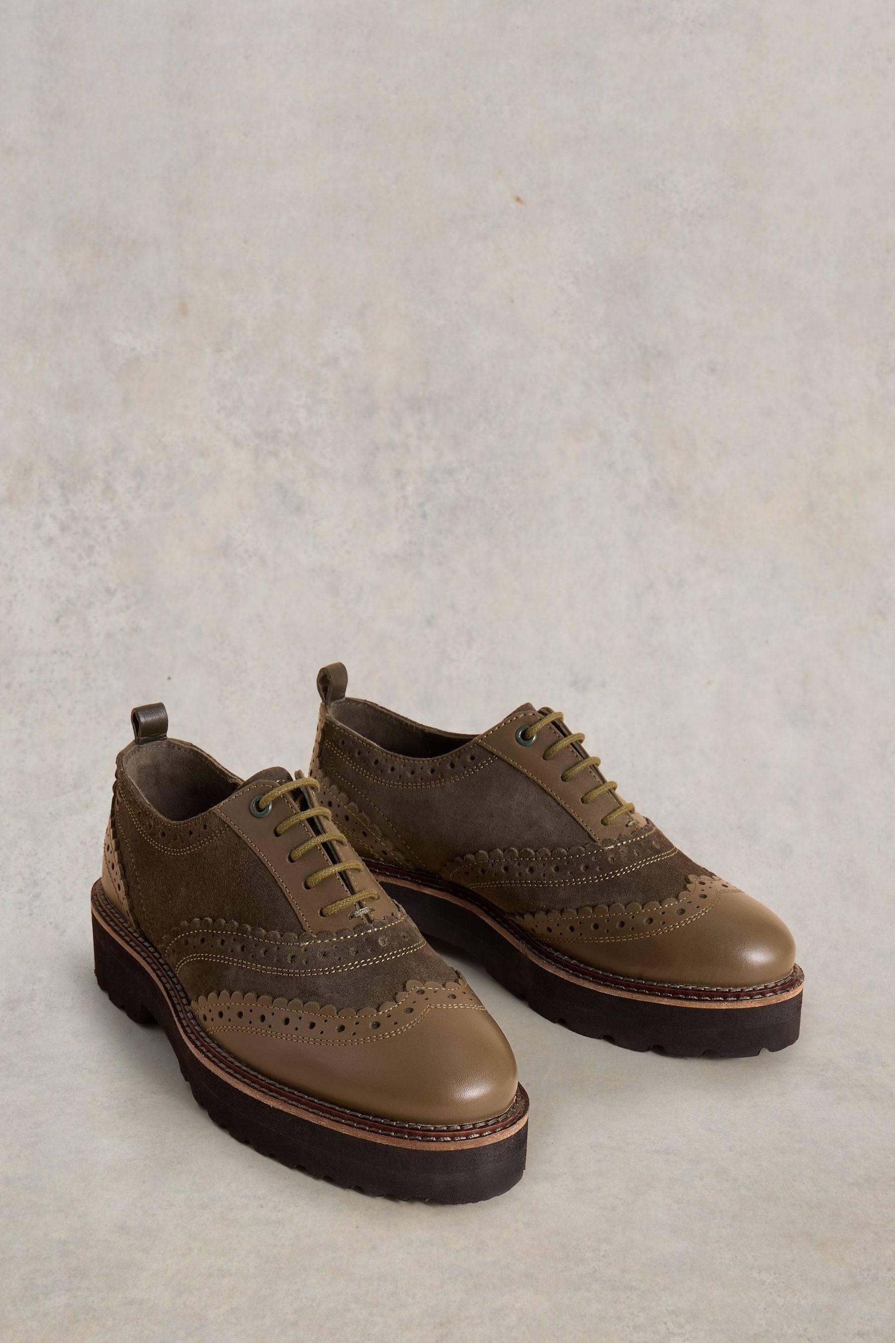 Buy White Stuff Green Chunky Lace Up Brogues from Next Luxembourg