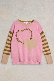 White Stuff Pink Olive Heart Jumper - Image 5 of 6