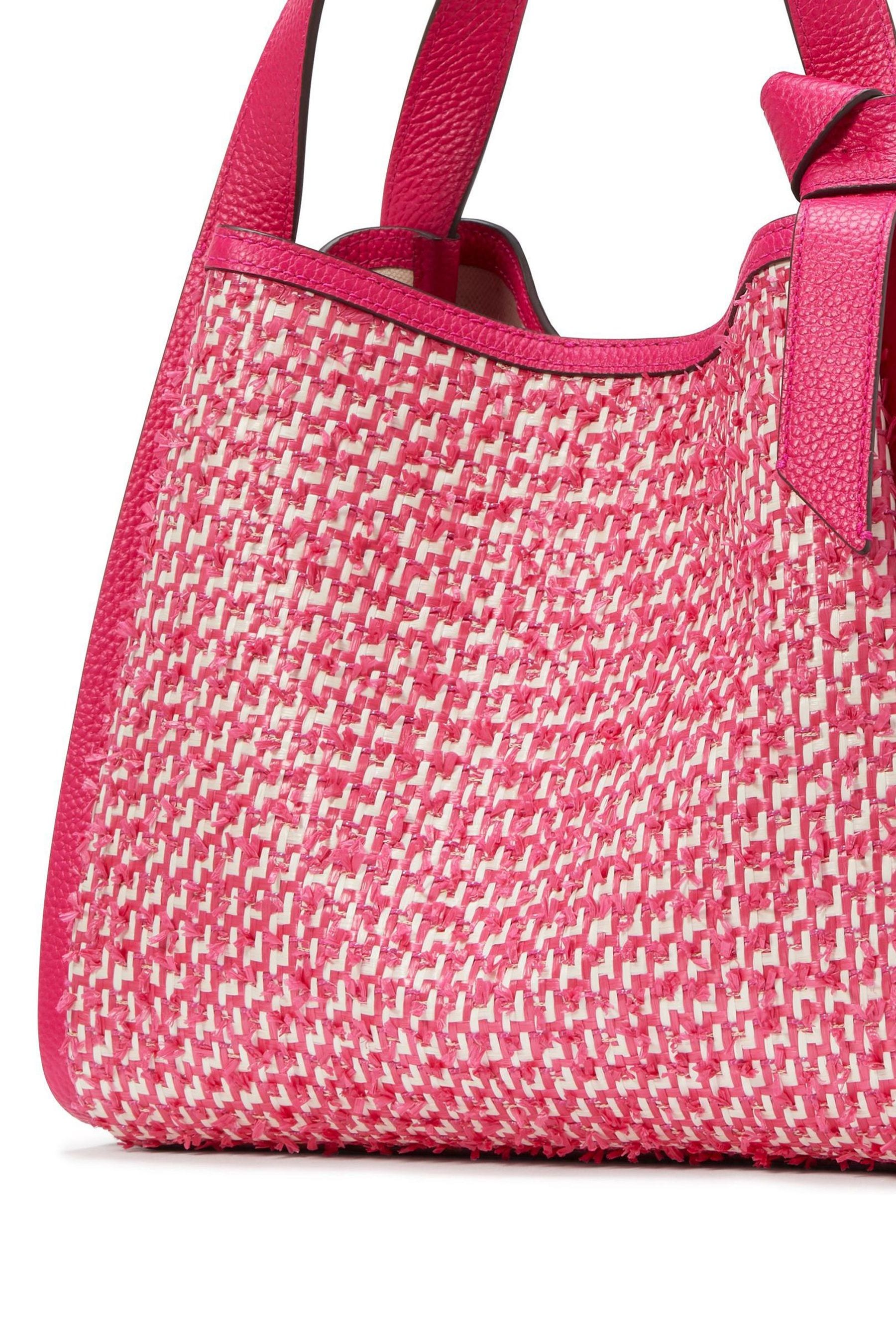 Kate Spade New York Knott Medium Raffia and Leather Tote Bag Pink