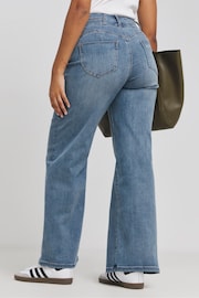 Simply Be Blue Magisculpt Mid Light Wash Denim Wide Leg Jeans - Image 3 of 4