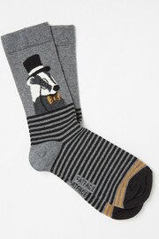 FatFace Grey Mens Sir Badger Socks 1 Pack - Image 1 of 2