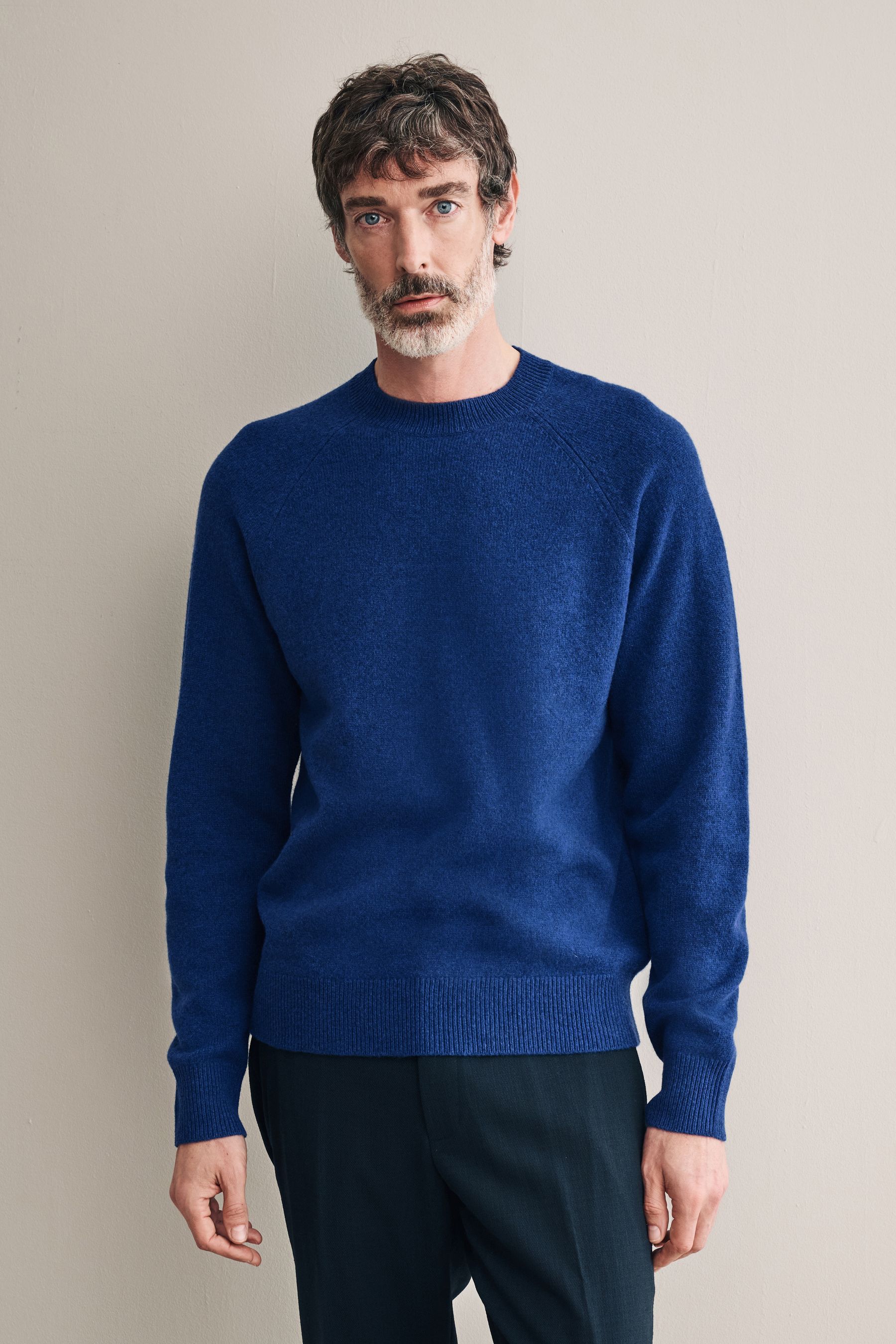 Buy Blue Crew Neck Regular Fit Signature 100 Merino Wool Midweight Jumper from the Next UK online shop