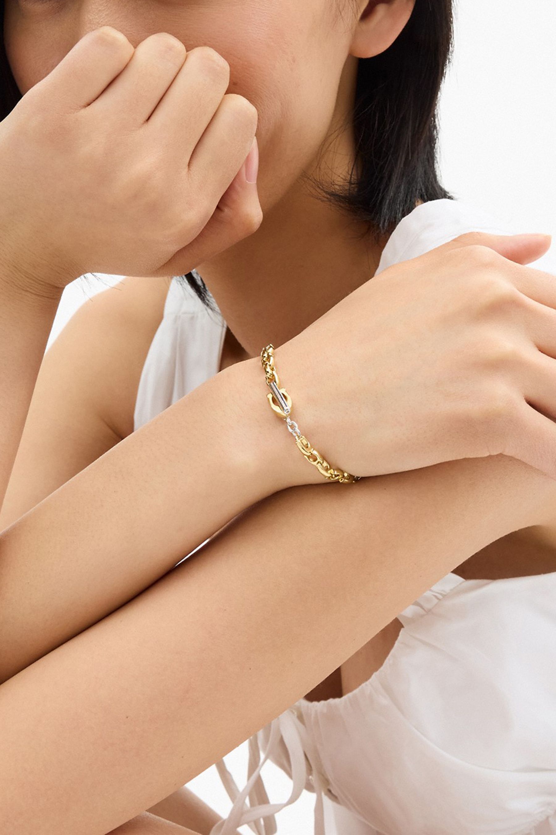 Buy COACH Gold Tone Signature Mixed Chain Bracelet from Next Ireland