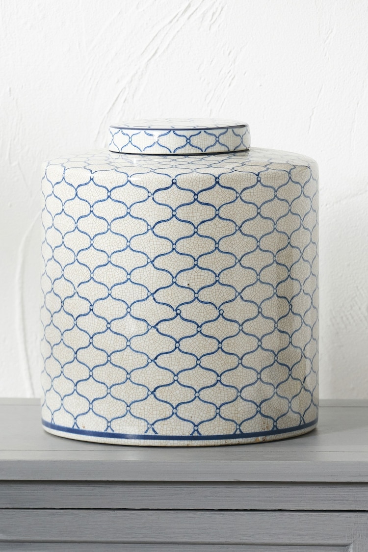 Pacific Blue Demetri Ceramic Lidded Ginger Jar - Image 1 of 4