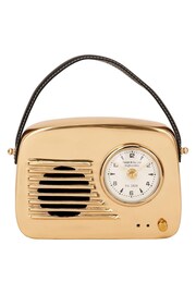 Pacific Gold Metal Retro Radio Style Table Clock - Image 3 of 8