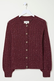 FatFace Chloe Dark Red Cable Knit Cardigan - Image 6 of 6