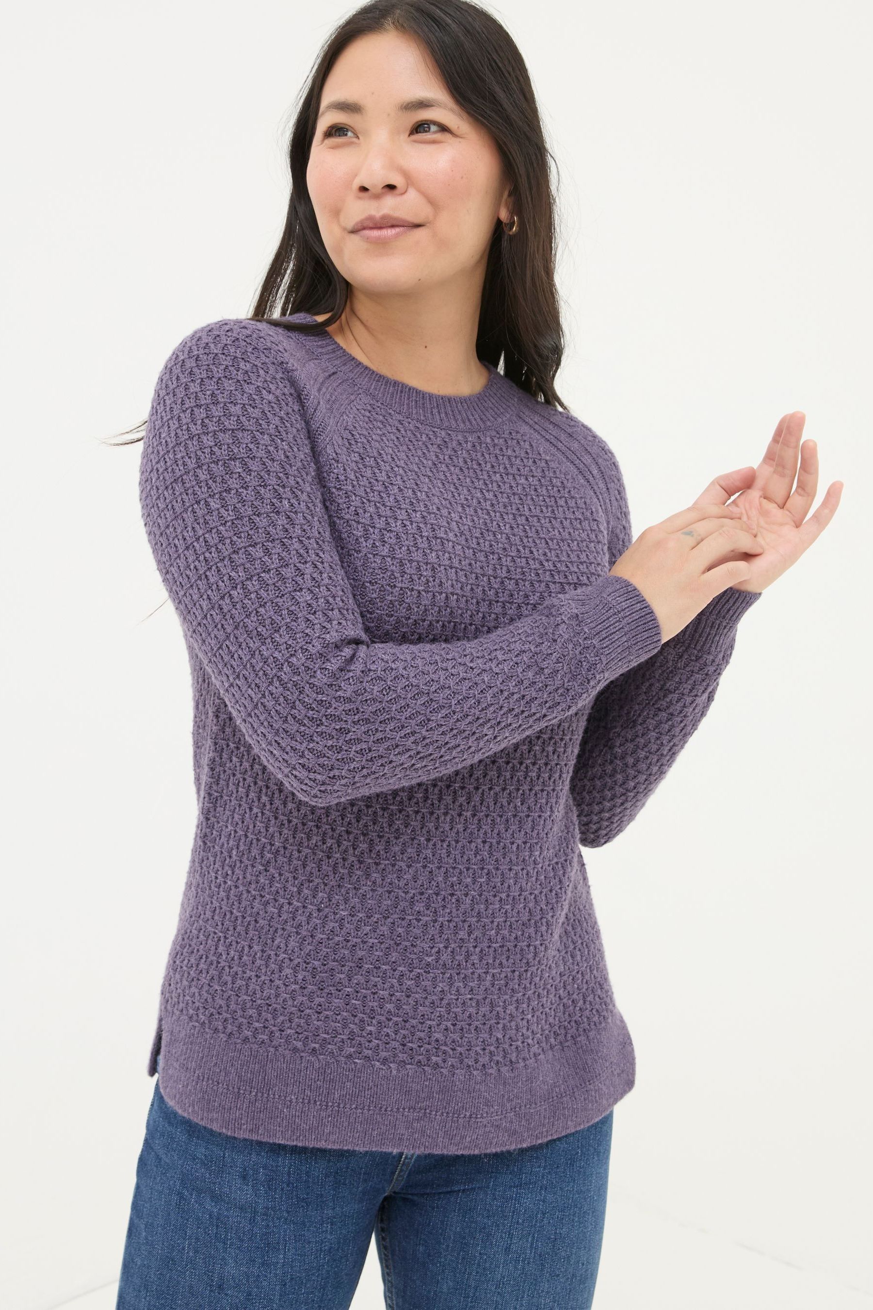 Buy FatFace Ella Dark Purple Textured Jumper from the Next UK online shop