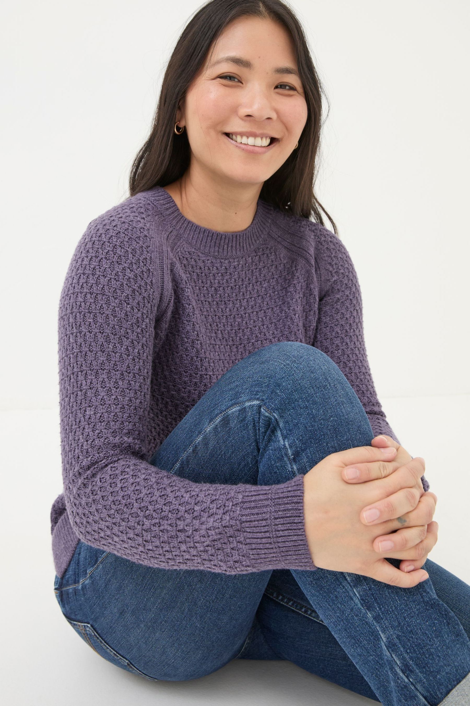 Buy FatFace Ella Dark Purple Textured Jumper from the Next UK online shop