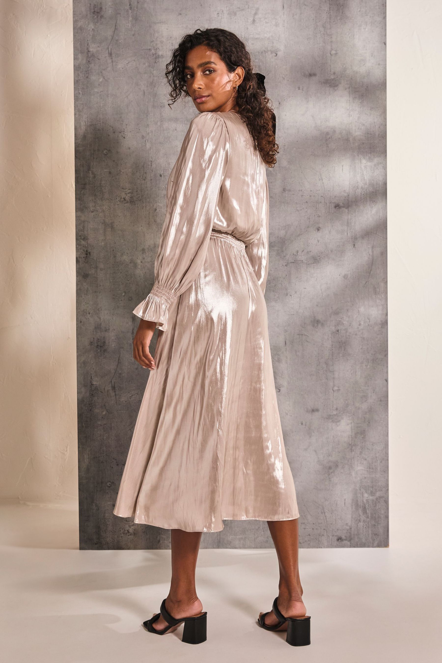 Buy FatFace Gold Rina Metallic Midi Dress from the Next UK online shop