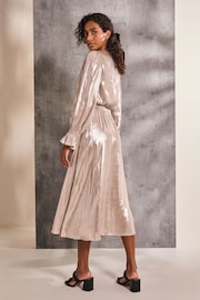 FatFace Gold Rina Metallic Midi Dress - Image 2 of 6