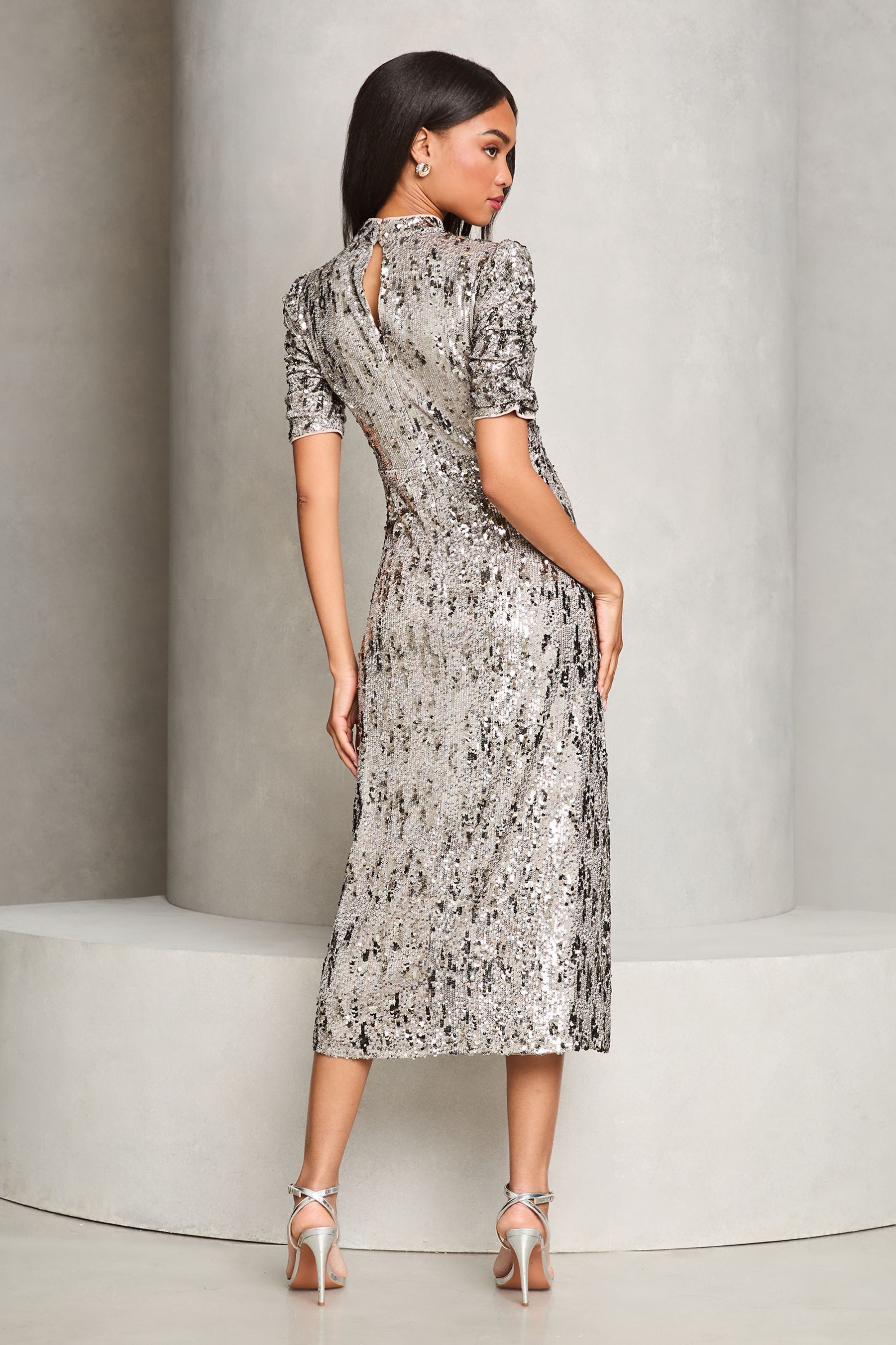 Lipsy glitter pinstripe wrap dress new arrivals