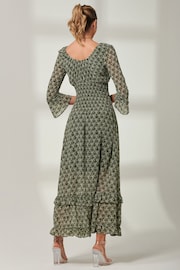 Jolie Moi Green Ditsy Chiffon Frill Maxi Dress - Image 2 of 7