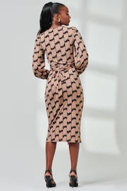 Jolie Moi Black Print Long Sleeve Jersey Pencil Dress - Image 2 of 6