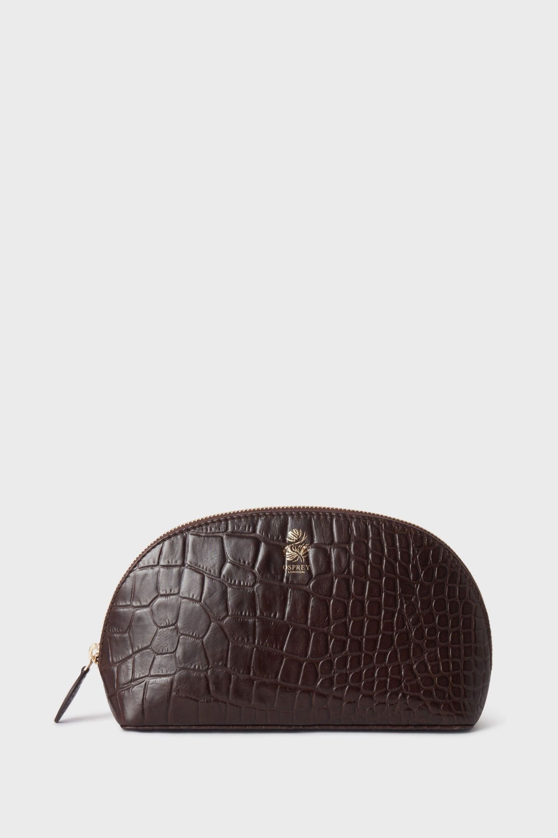 OSPREY LONDON The Weybridge Leather Make Up Brown Bag