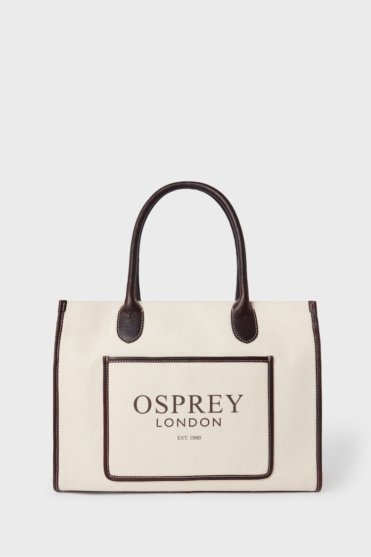 OSPREY LONDON Natural The Gaddesden Canvas & Leather Tote Bag - Image 2 of 7