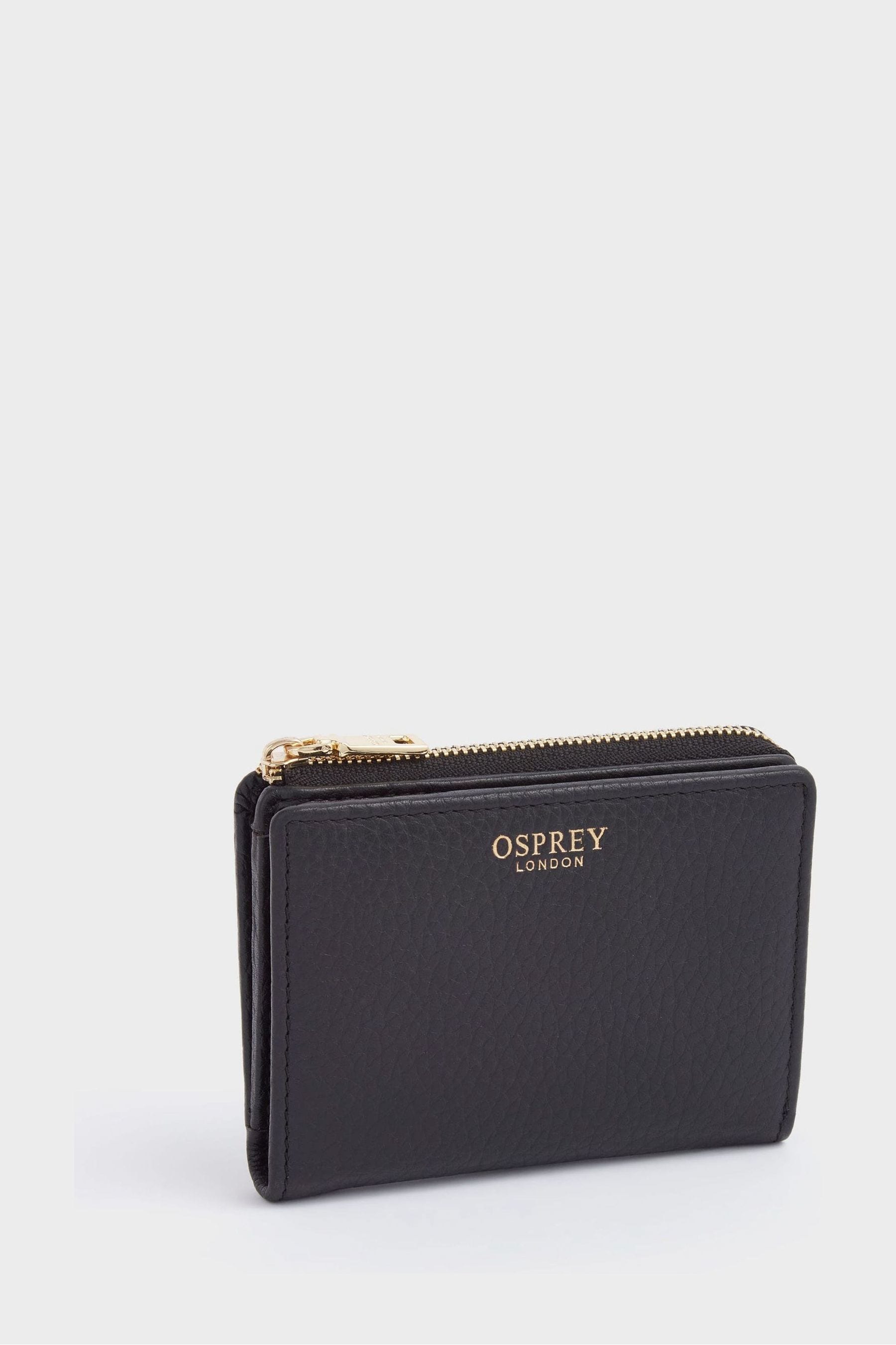 OSPREY LONDON The Buckley Leather 3 4 Zip Around Black Purse