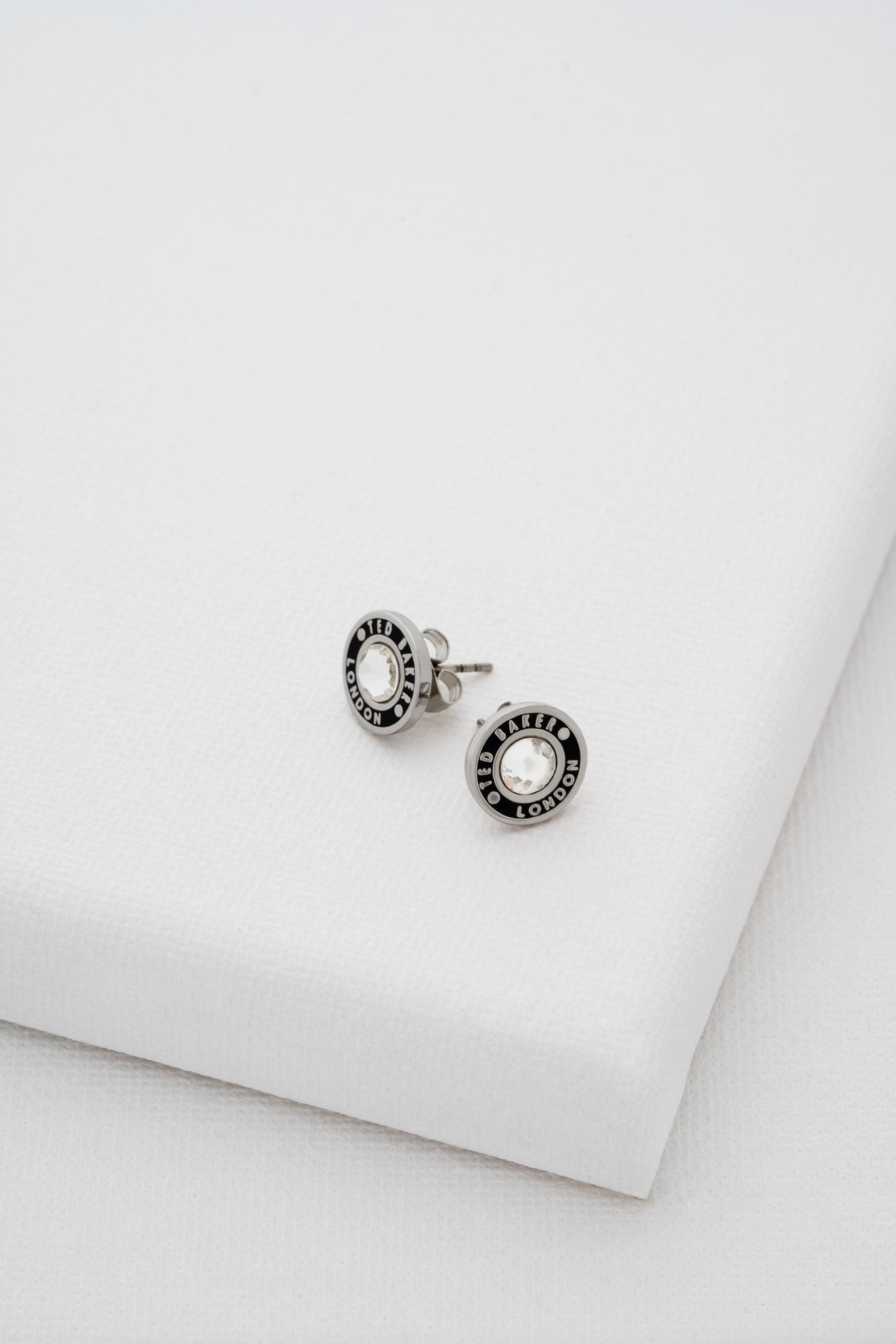 Buy Ted Baker Silver Tone Cherelle Crystal Button Stud Earrings from Next Luxembourg