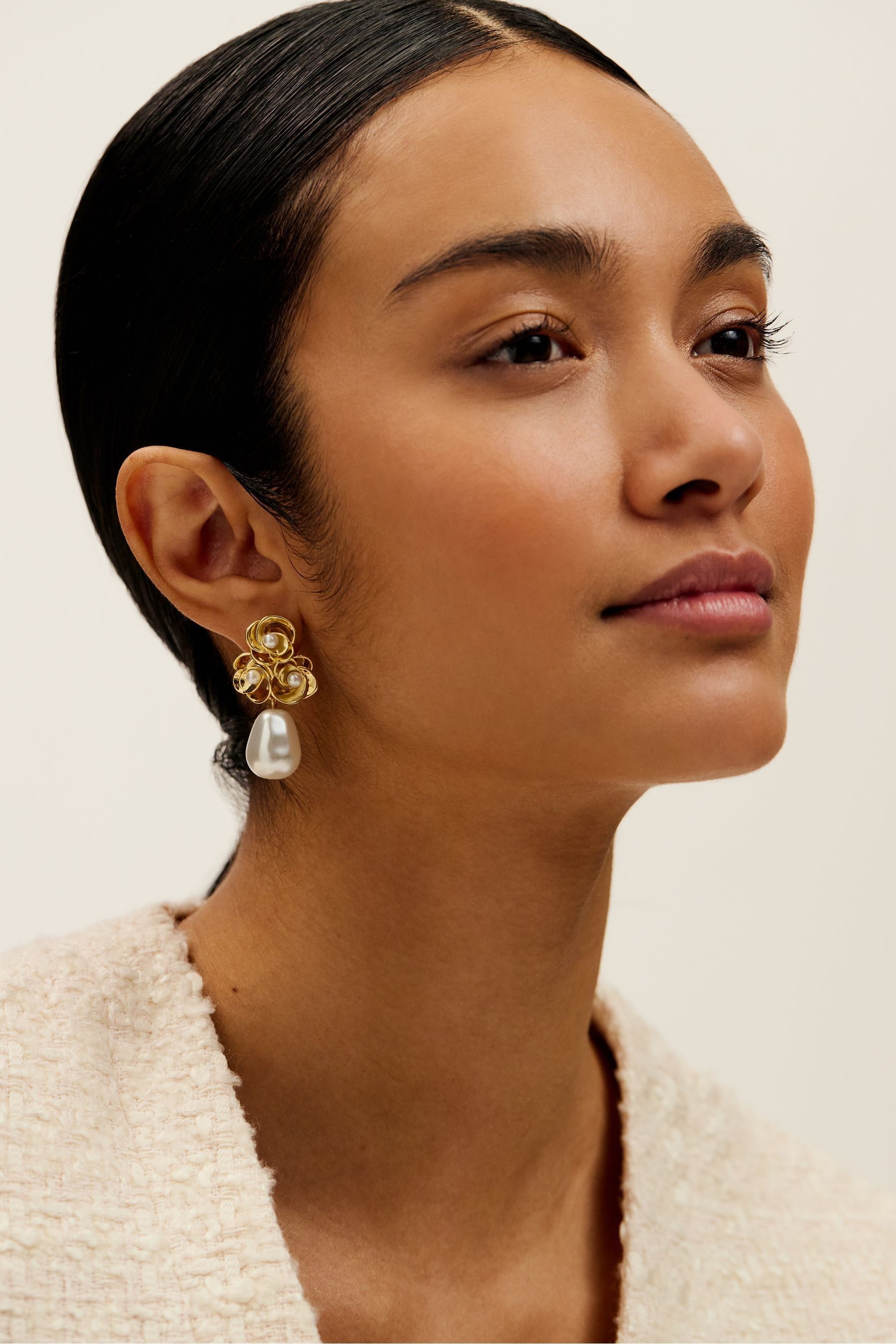 Buy Ted Baker Gold Tone Florelle Pearl Flower Drop Earrings from Next Luxembourg