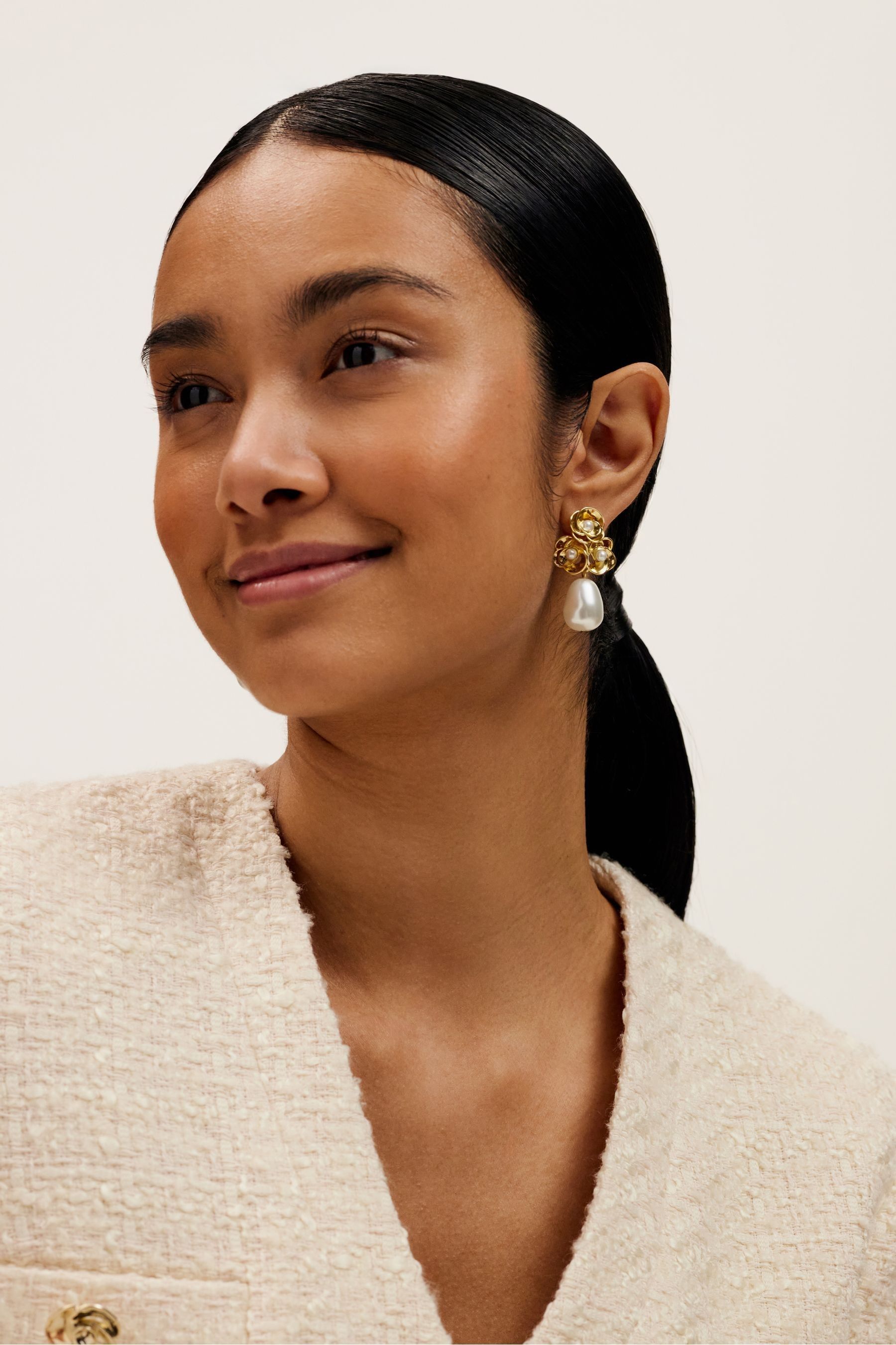 Buy Ted Baker Gold Tone Florelle Pearl Flower Drop Earrings from Next Slovakia