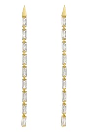 Ted Baker Gold Tone Isalie Crystal Baguette Slinky Drop Earrings - Image 3 of 7