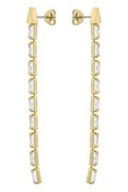 Ted Baker Gold Tone Isalie Crystal Baguette Slinky Drop Earrings - Image 4 of 7