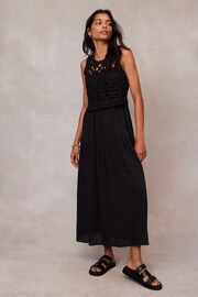 Mint Velvet Black Crochet Cotton Midi Dress - Image 1 of 4
