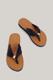 Tommy Hilfiger Blue Elevated Ruched Strap Flat Beach Sandals - Image 2 of 5