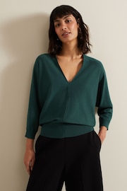 Phase Eight Green Gina V-Neck Batwing Jumper - Image 1 of 7