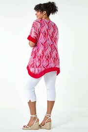 Roman Pink Abstract Print Chiffon Overlay Top - Image 3 of 5