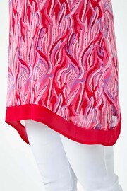 Roman Pink Abstract Print Chiffon Overlay Top - Image 5 of 5