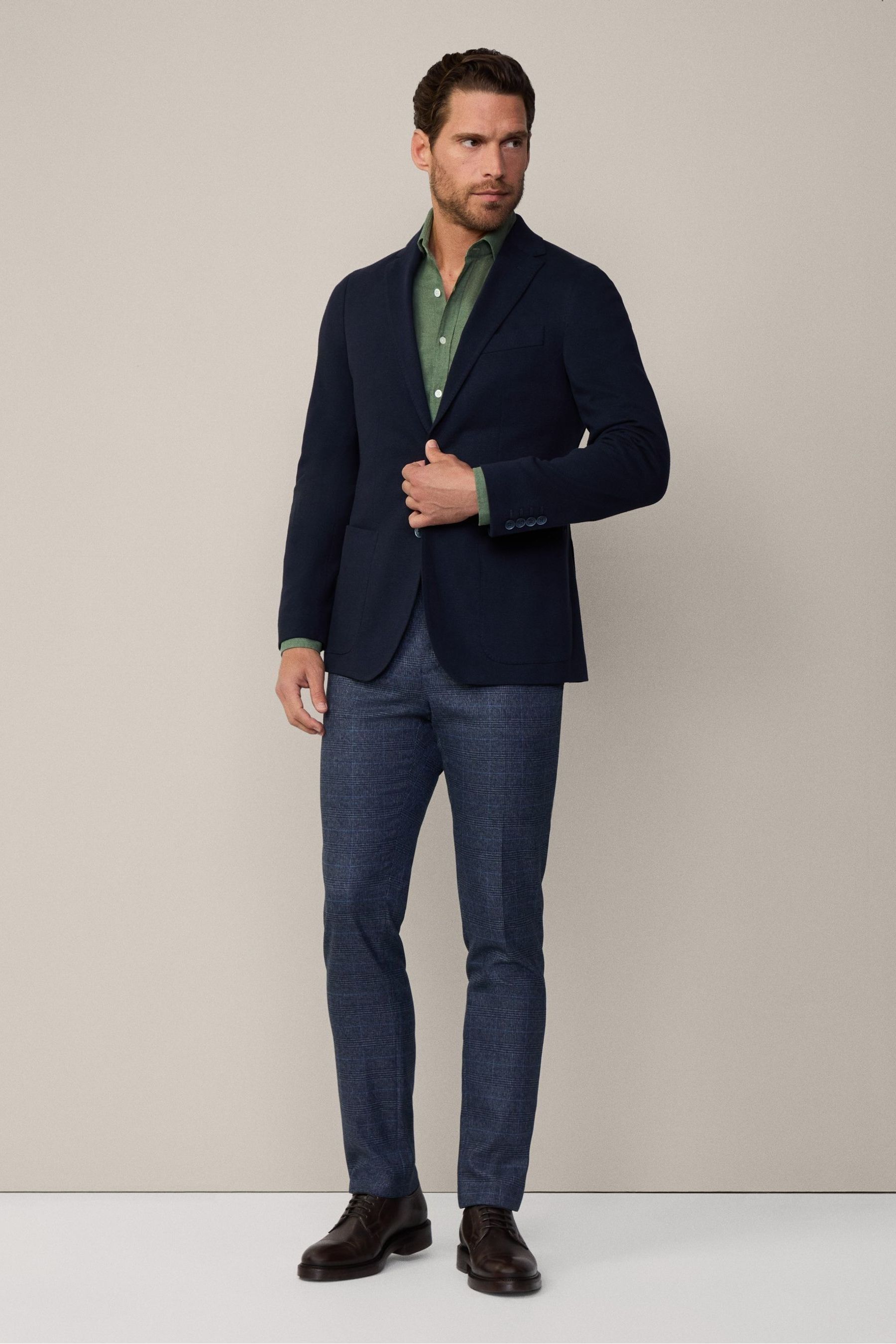 Hackett London Mens Blue Cotton Linen Mix Jacket