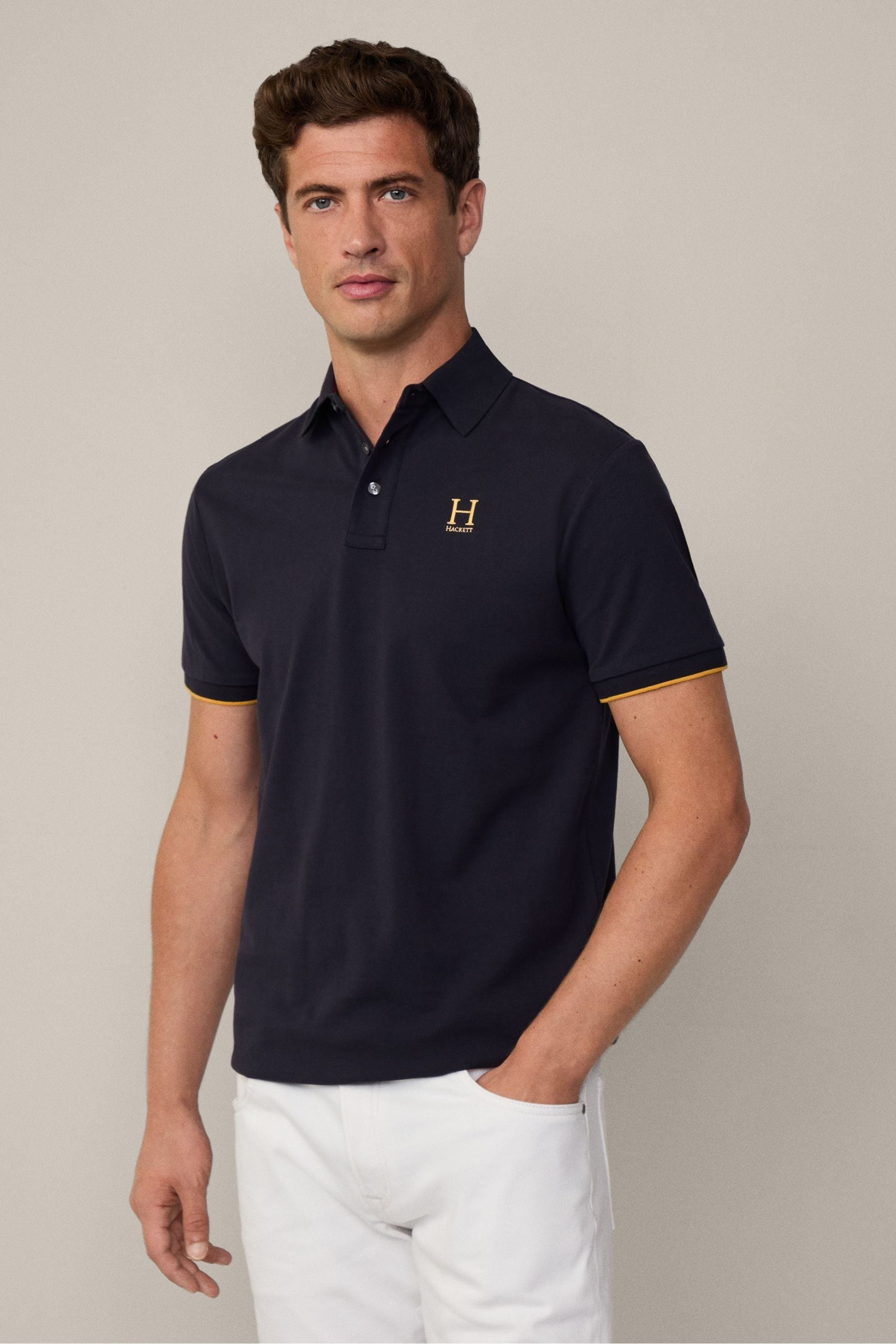 Buy Hackett London Men Blue 100 Cotton Polo Shirt from the Next UK online shop