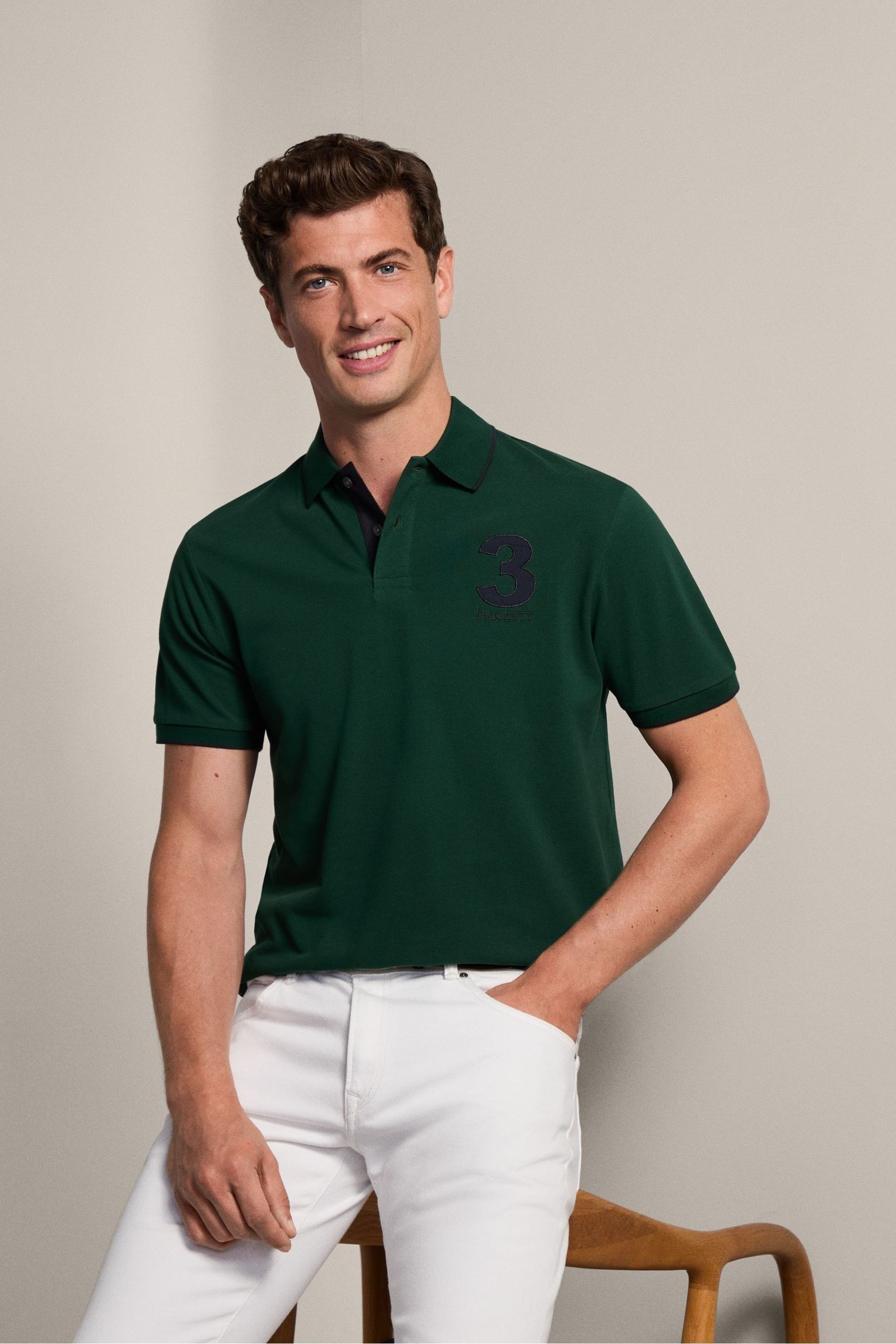Hackett London Men Green 100 Cotton Polo Shirt