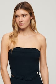 Superdry Blue Smocked Bandeau Top - Image 1 of 3