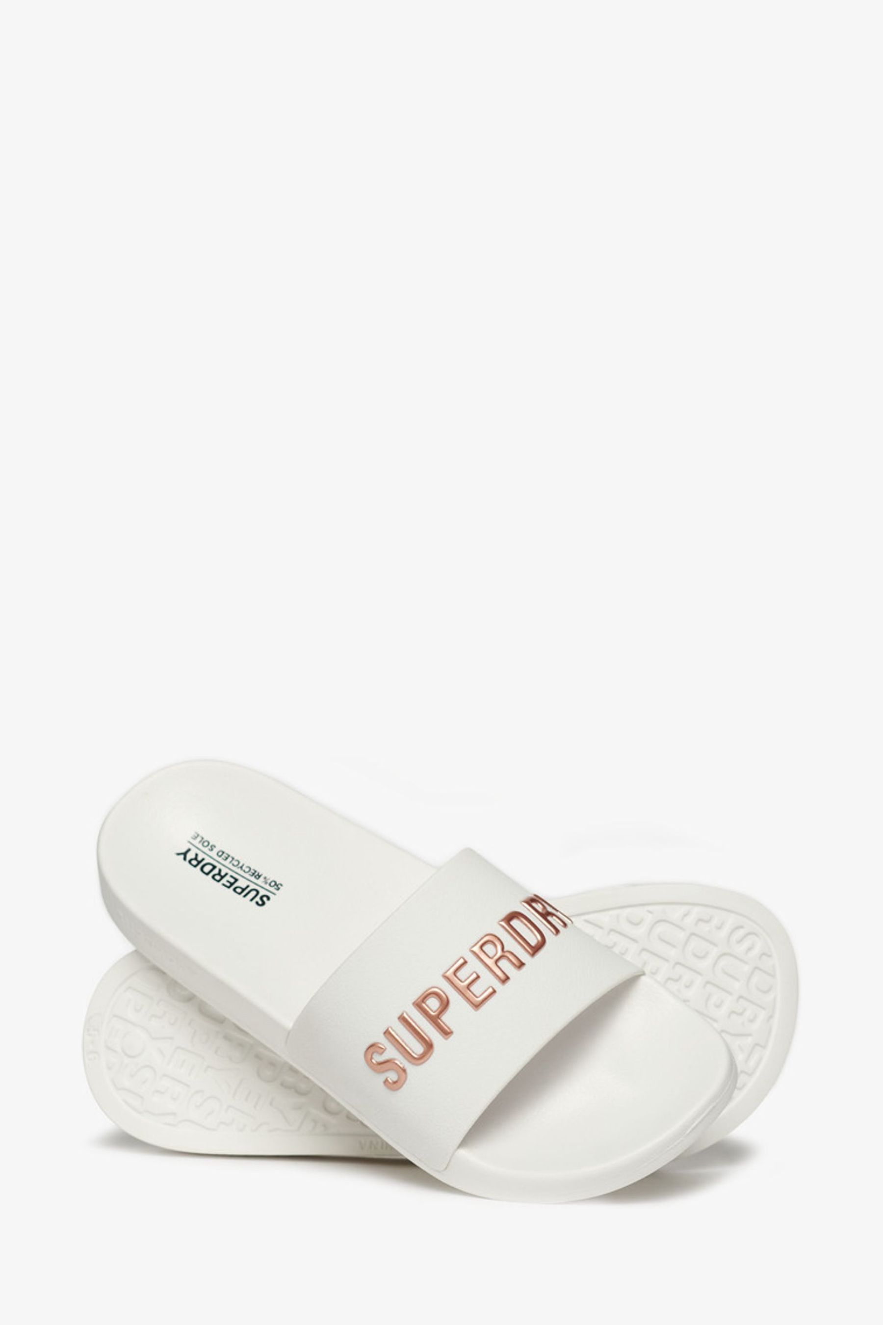 Buy Superdry White Vegan Logo Pool Sliders from Next Luxembourg
