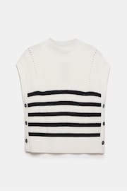 Mint Velvet White Striped Cotton Knit Top - Image 3 of 4