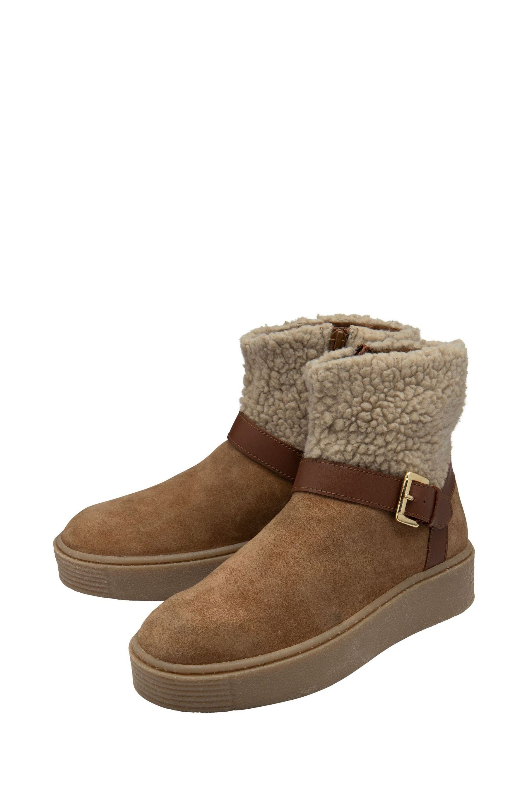 Ravel Brown Suede Flat Ankle Boots