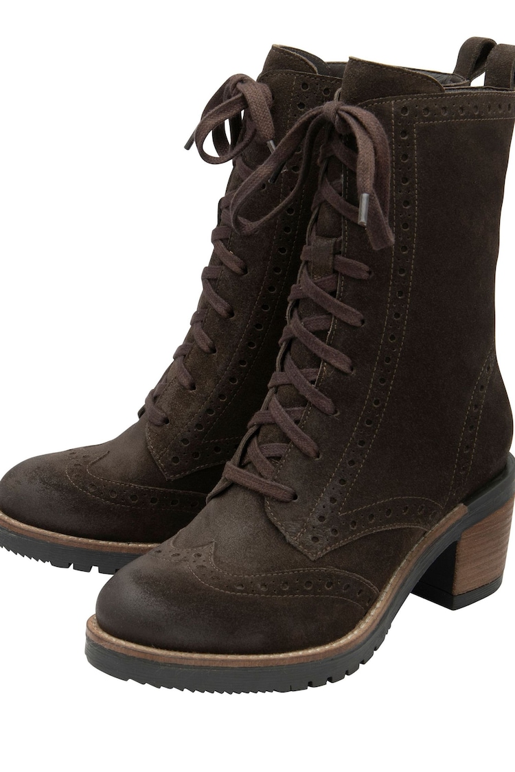 Ravel Brown Suede Zip-Up Mid-Calf Boots - Image 2 of 4