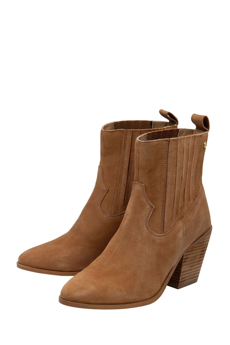 Ravel Brown Suede Pull-On Ankle Boots - Image 2 of 4