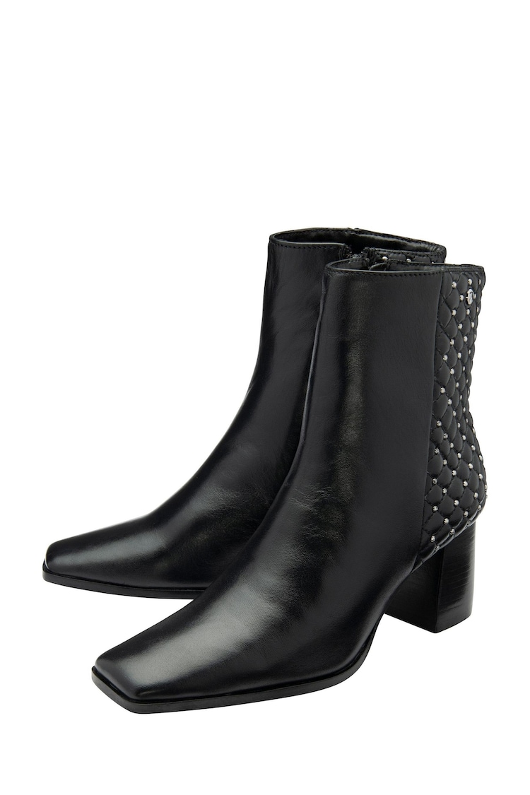 Ravel Black Leather Block-Heel Ankle Boots - Image 2 of 4