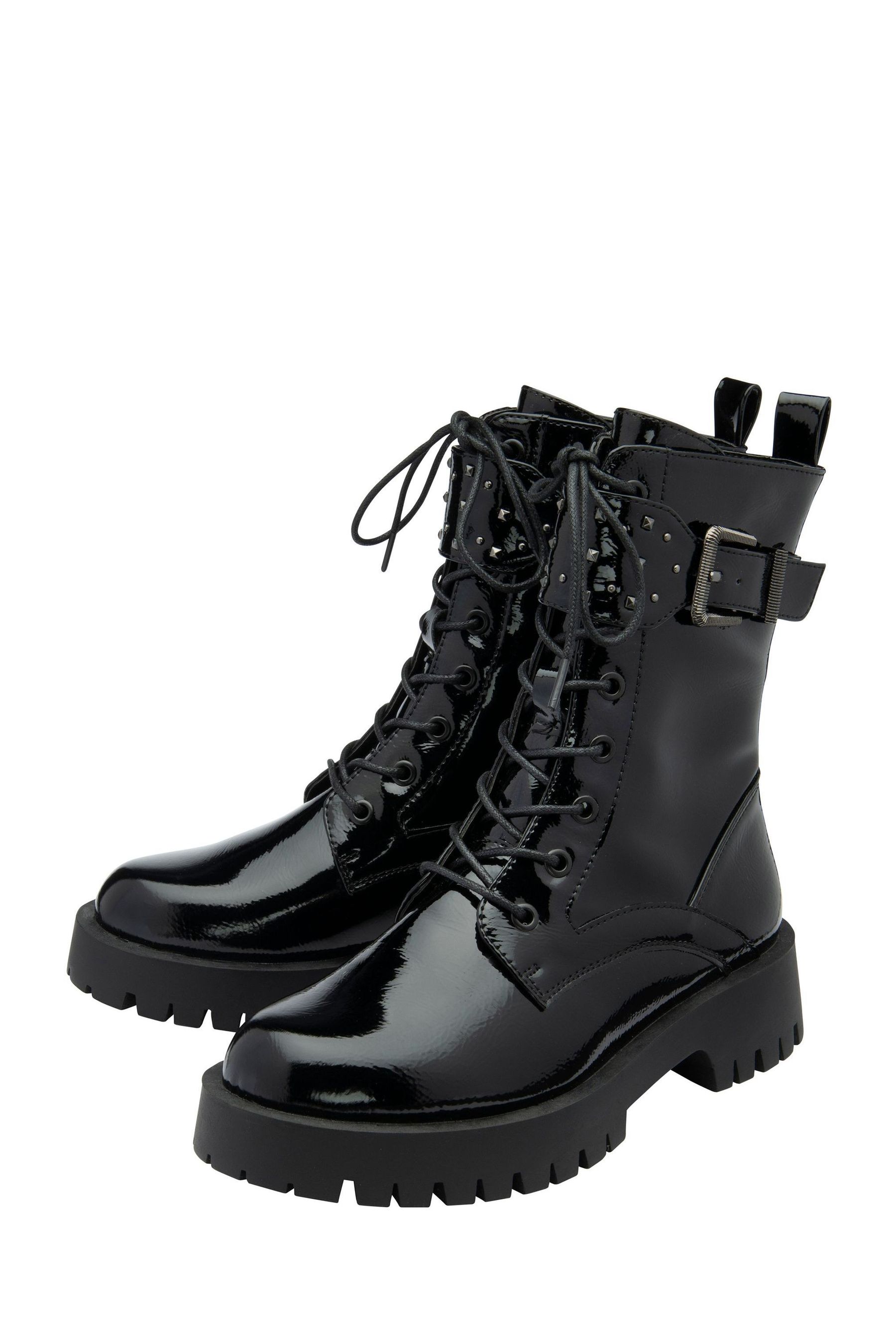 Black patent lace up ankle boots 2025